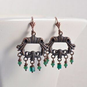 Antiqued Copper Chandelier Earrings